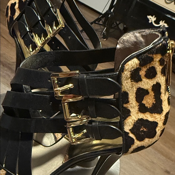 Pre-owned Michael Kors Black and Leopard Print Heels - Picture 6 of 15